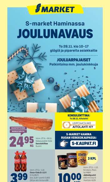 S-market tarjoukset  - 27.11.2024 - 01.12.2024.