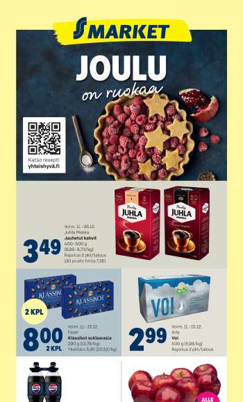 S-market tarjoukset  - 11.12.2024 - 15.12.2024.