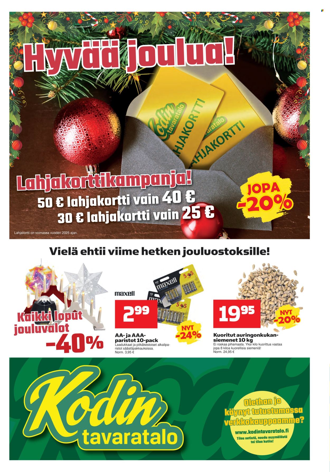 Kodintavaratalo tarjoukset - 16.12.2024 - 25.12.2024. Sivu 1