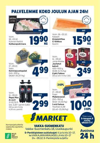 S-market tarjoukset  - 19.12.2024 - 26.12.2024.