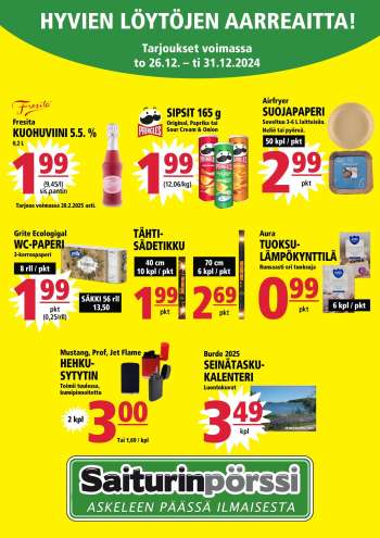 Saiturinpörssi tarjoukset  - 26.12.2024 - 31.12.2024.
