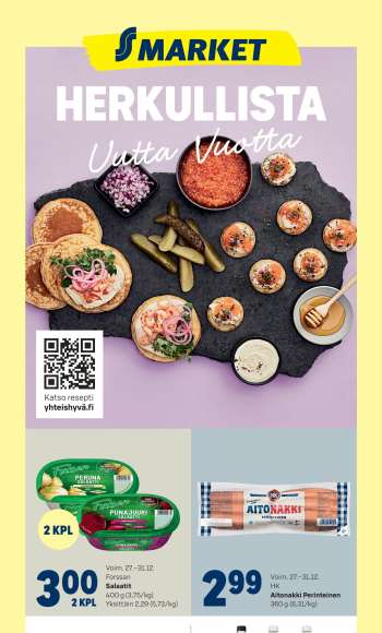 S-market tarjoukset  - 27.12.2024 - 31.12.2024.