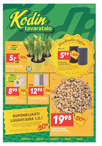 Kodintavaratalo tarjoukset  - 24.02.2025 - 09.03.2025.