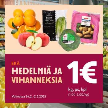 K-market tarjoukset  - 24.02.2025 - 02.03.2025.