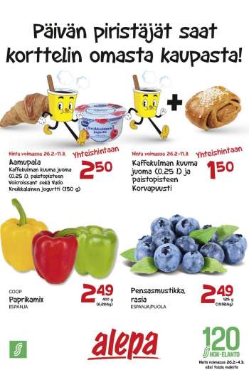 Alepa tarjoukset  - 26.02.2025 - 04.03.2025.