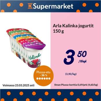 K-Supermarket tarjoukset  - 21.03.2025 - 23.03.2025.