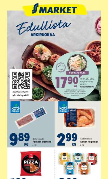S-market tarjoukset  - 26.03.2025 - 30.03.2025.