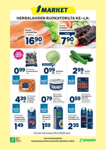 S-market tarjoukset  - 26.03.2025 - 30.03.2025.