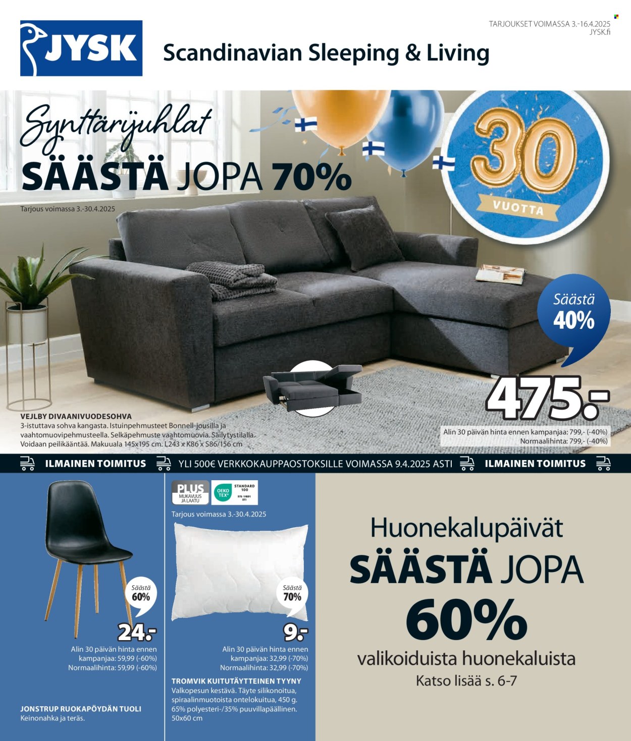 JYSK tarjoukset - 03.04.2025 - 16.04.2025. Sivu 1
