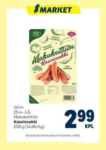 S-market tarjoukset  - 25.04.2025 - 01.05.2025.