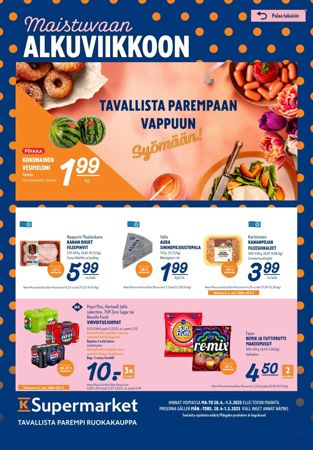 K-Supermarket tarjoukset - 28.04.2025 - 01.05.2025. Sivu 1
