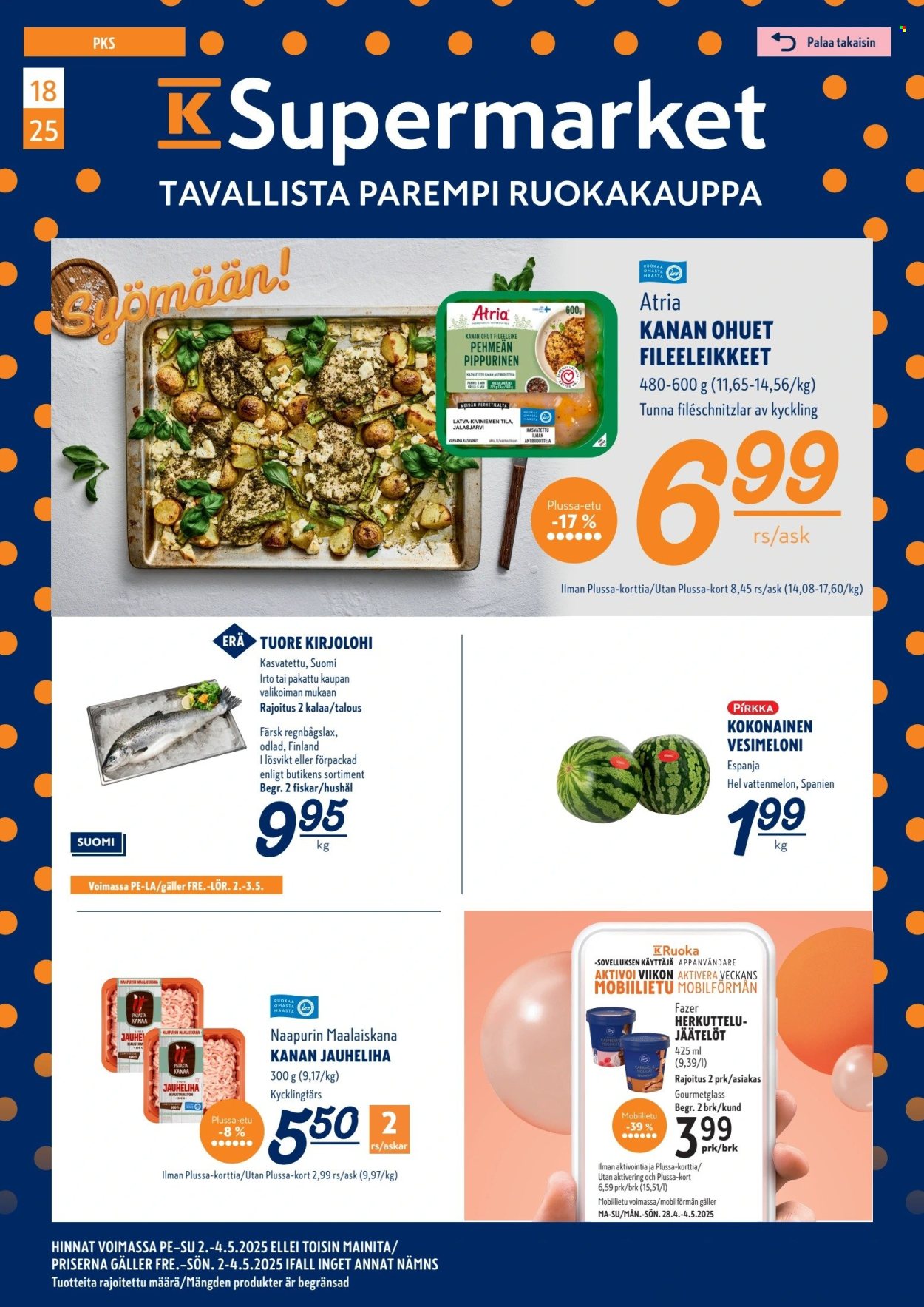 K-Supermarket tarjoukset - 02.05.2025 - 04.05.2025. Sivu 1