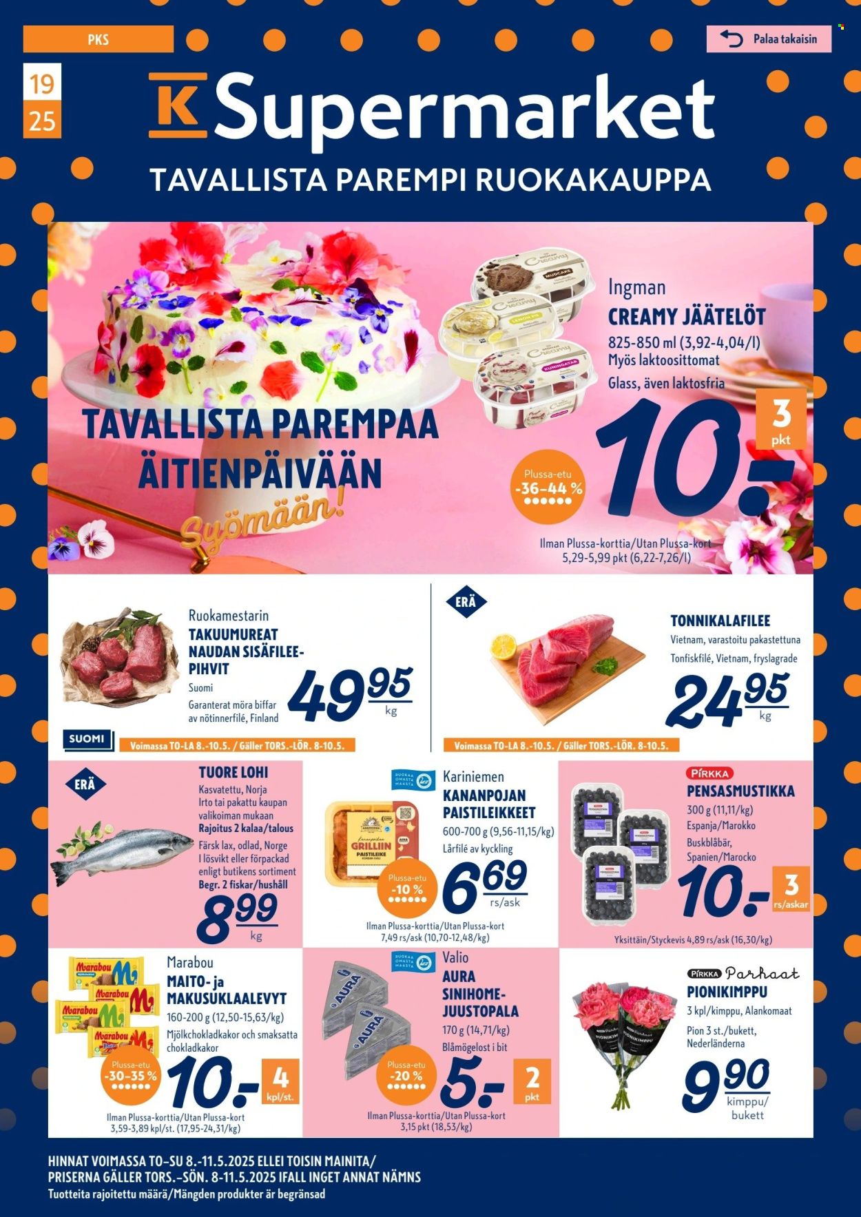 K-Supermarket tarjoukset - 08.05.2025 - 11.05.2025. Sivu 1