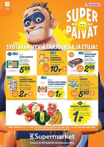 K-Supermarket tarjoukset  - 02.06.2025 - 04.06.2025.