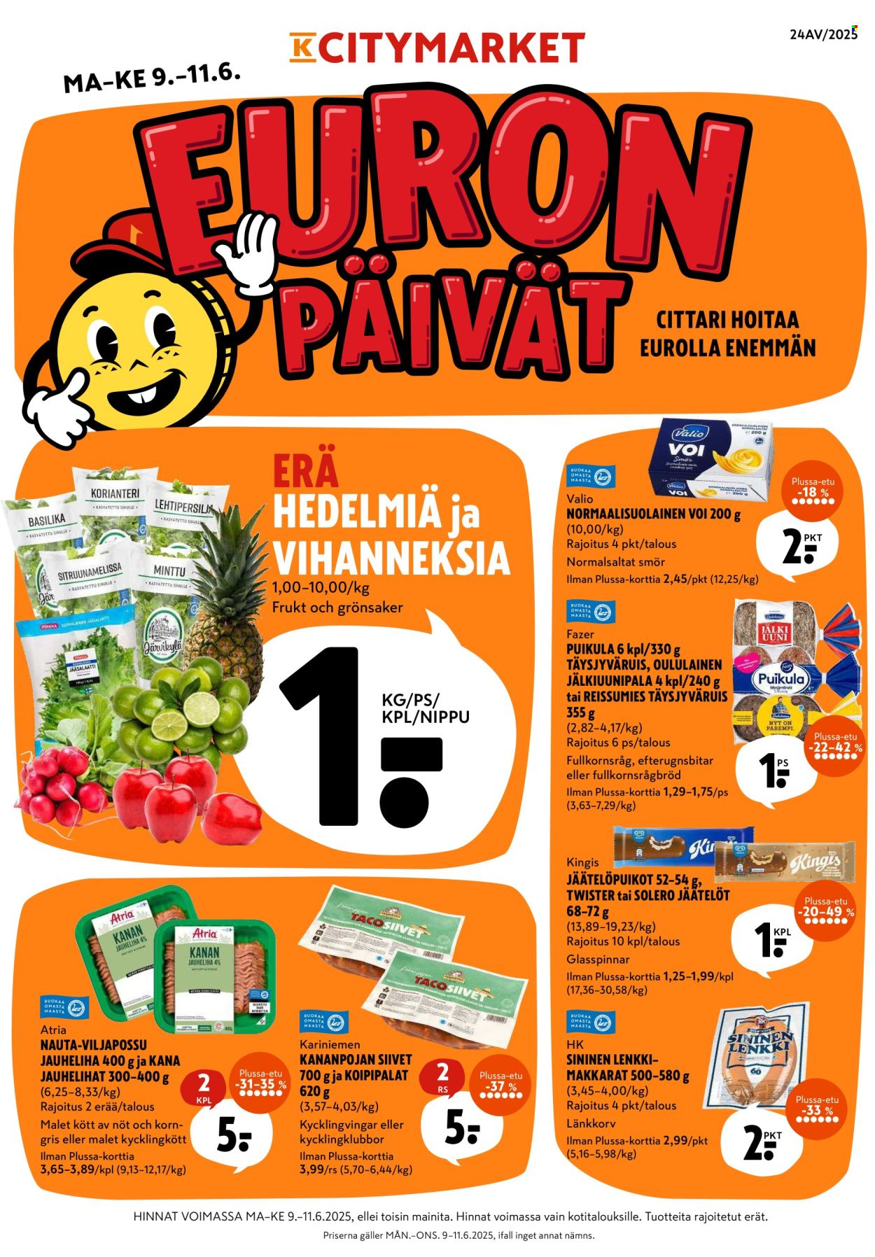 K-citymarket tarjoukset - 09.06.2025 - 11.06.2025. Sivu 1