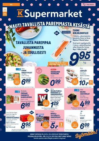 K-Supermarket tarjoukset  - 16.06.2025 - 22.06.2025.