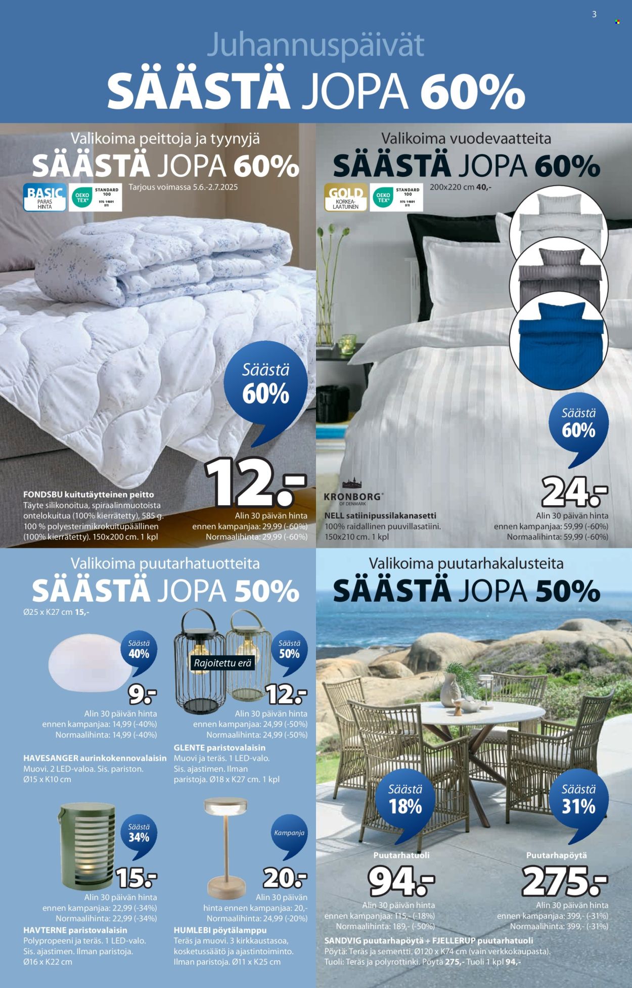 JYSK tarjoukset - 19.06.2025 - 02.07.2025. Sivu 3