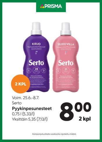 Prisma tarjoukset  - 25.06.2025 - 08.07.2025.