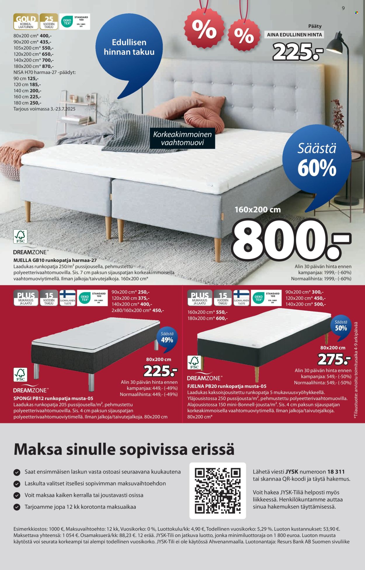 JYSK tarjoukset - 10.07.2025 - 23.07.2025. Sivu 9