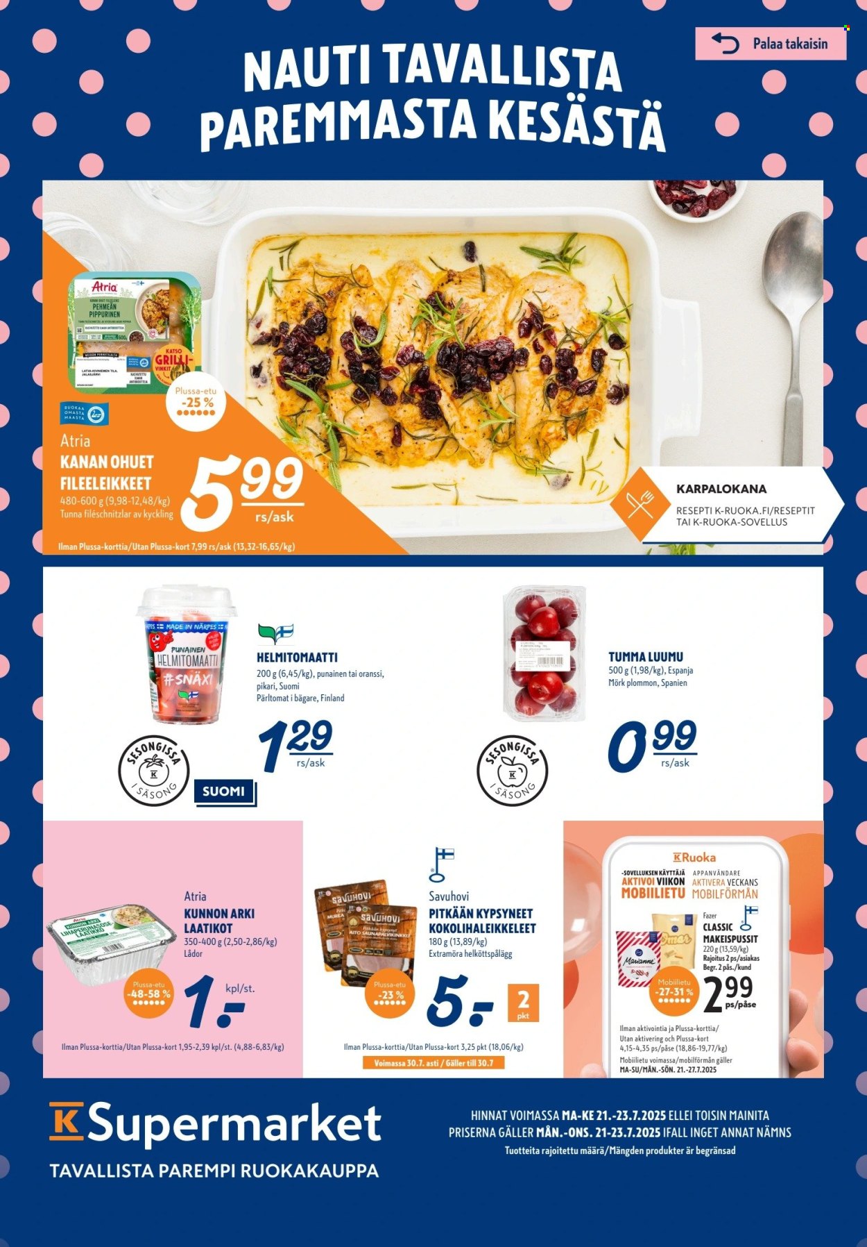 K-Supermarket tarjoukset - 21.07.2025 - 23.07.2025. Sivu 1