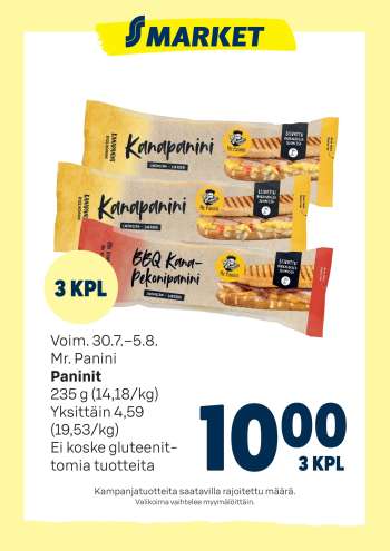 S-market tarjoukset  - 30.07.2025 - 05.08.2025.