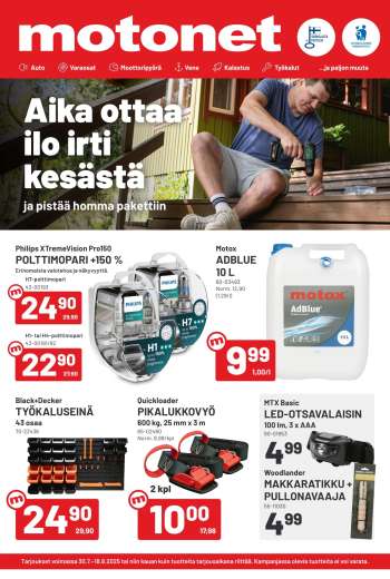Motonet tarjoukset  - 30.07.2025 - 16.08.2025.