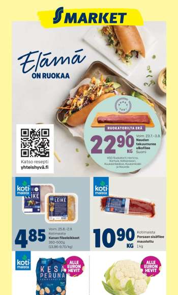 S-market tarjoukset  - 30.07.2025 - 03.08.2025.