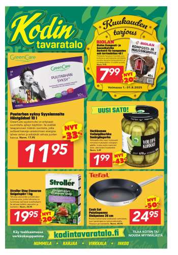 Kodintavaratalo tarjoukset  - 04.08.2025 - 17.08.2025.