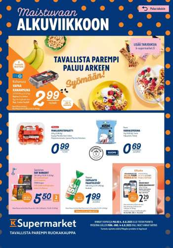 K-Supermarket tarjoukset  - 04.08.2025 - 06.08.2025.