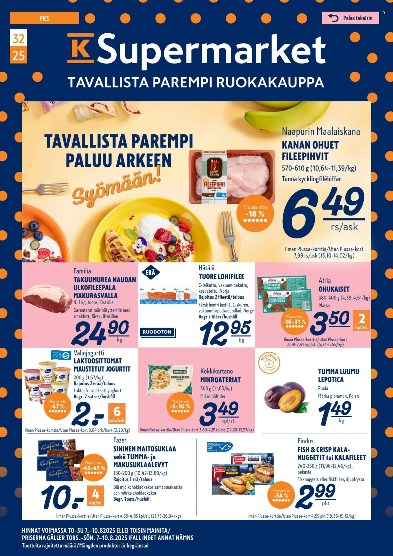 K-Supermarket tarjoukset - 07.08.2025 - 10.08.2025. Sivu 1