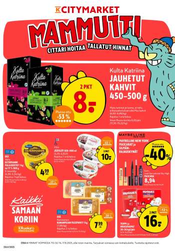K-citymarket tarjoukset  - 14.08.2025 - 17.08.2025.