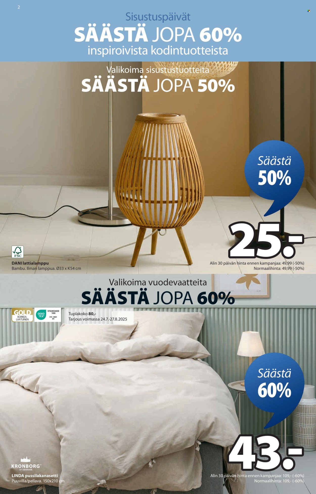 JYSK tarjoukset - 14.08.2025 - 27.08.2025. Sivu 2