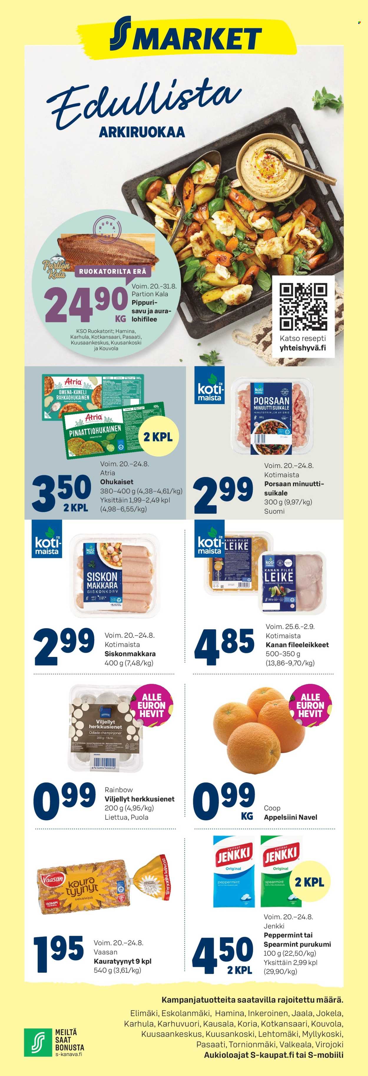 S-market tarjoukset - 20.08.2025 - 24.08.2025. Sivu 1