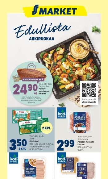 S-market tarjoukset  - 20.08.2025 - 24.08.2025.
