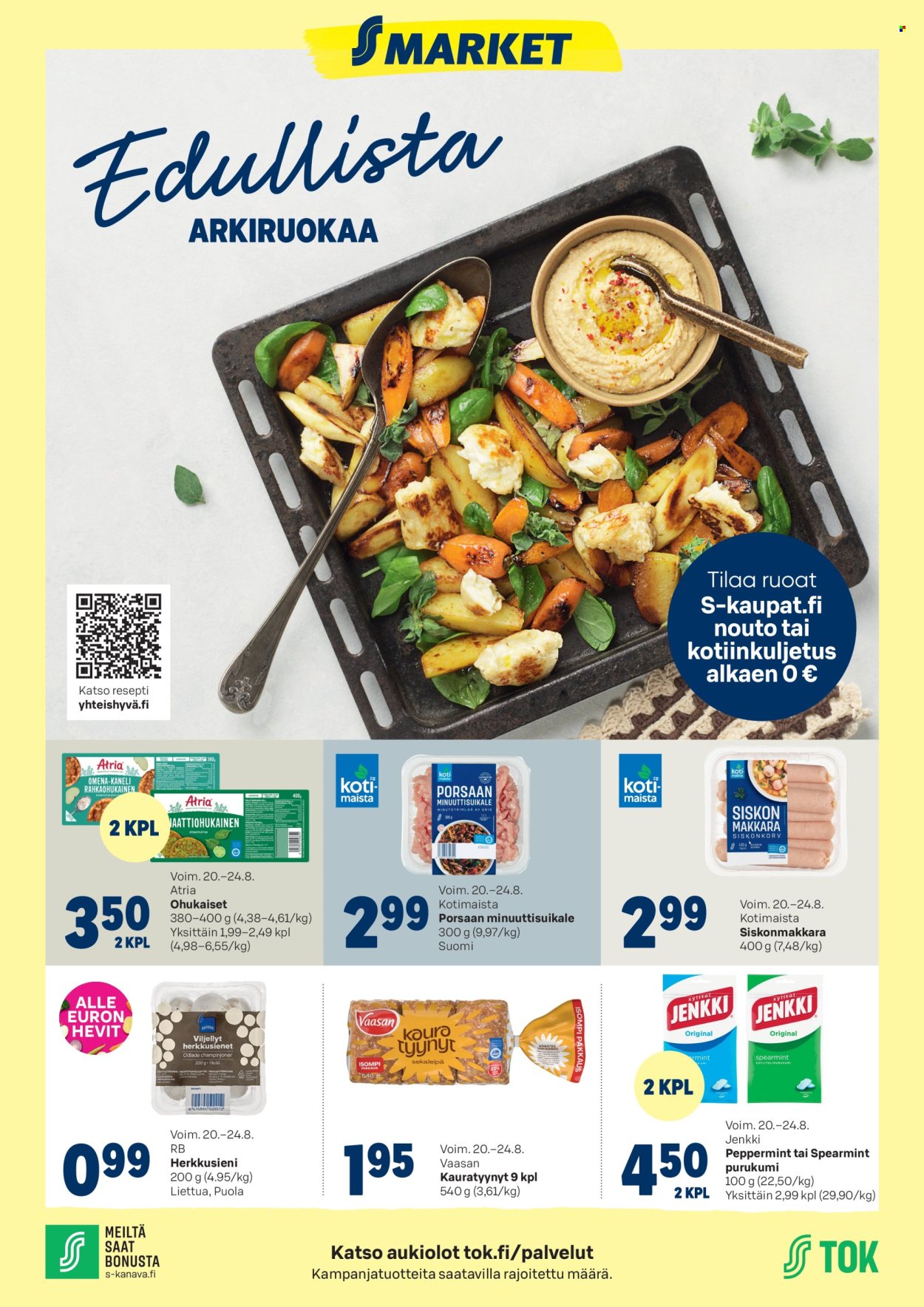 S-market tarjoukset - 20.08.2025 - 24.08.2025. Sivu 1