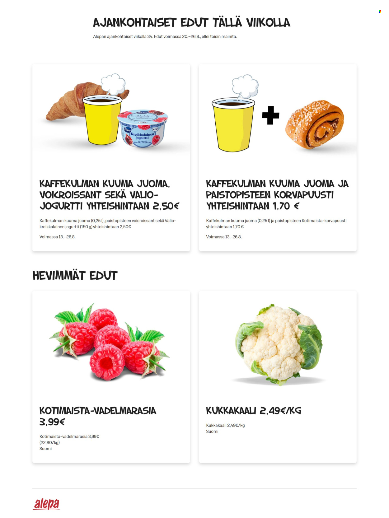 Alepa tarjoukset - 20.08.2025 - 26.08.2025. Sivu 1