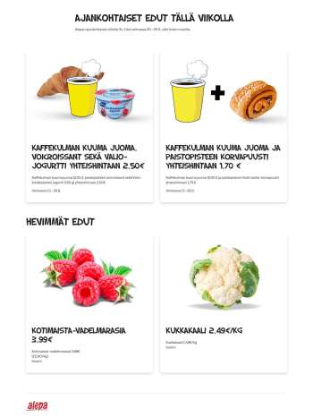 Alepa tarjoukset  - 20.08.2025 - 26.08.2025.