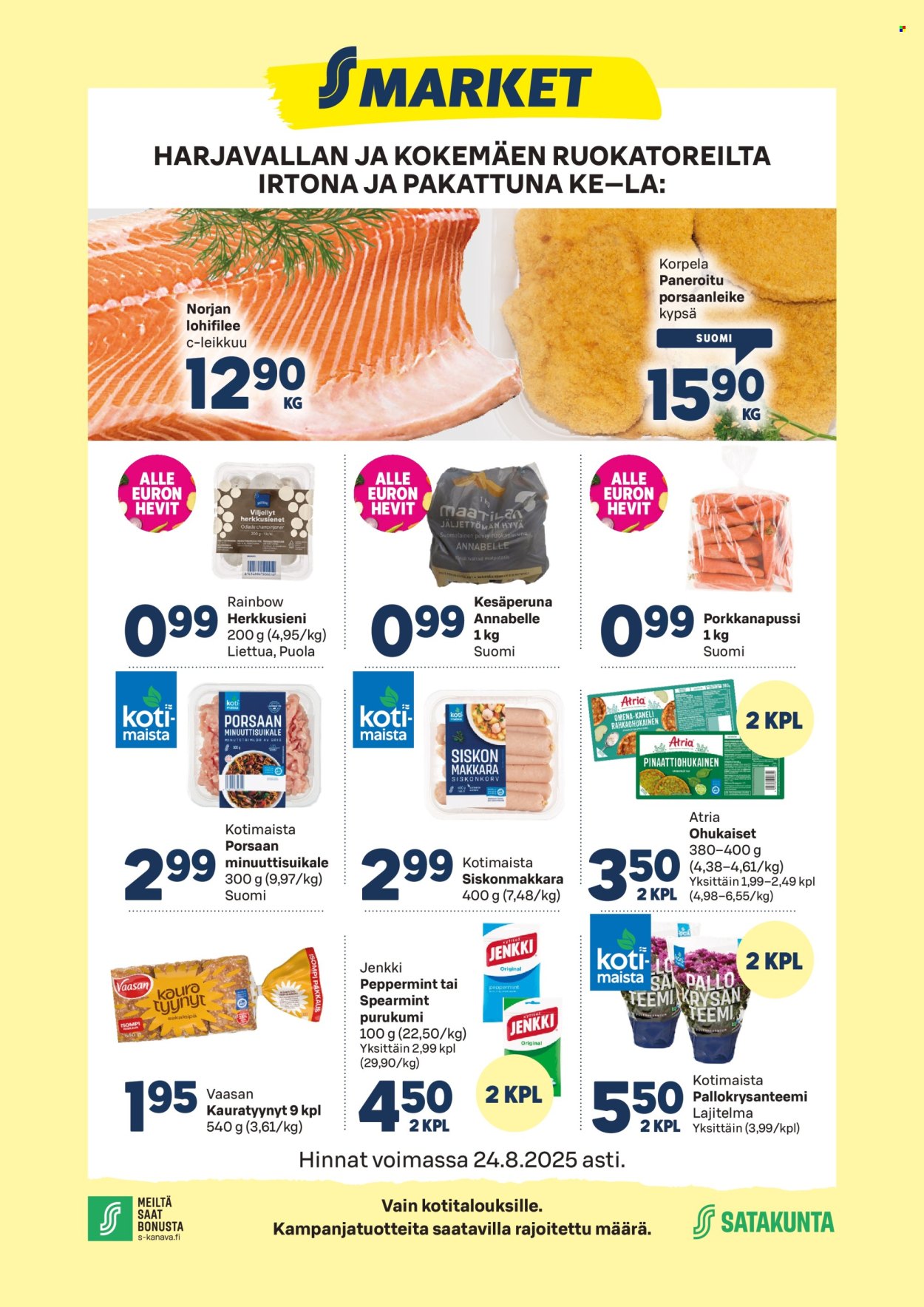 S-market tarjoukset - 20.08.2025 - 24.08.2025. Sivu 1