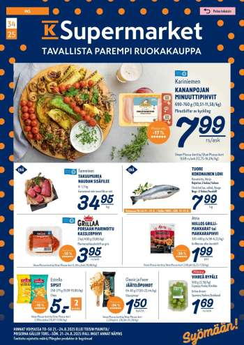 K-Supermarket tarjoukset  - 21.08.2025 - 24.08.2025.