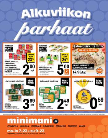 Minimani tarjoukset  - 25.08.2025 - 26.08.2025.