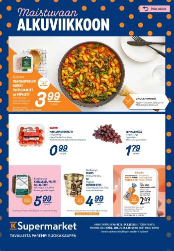 K-Supermarket tarjoukset  - 25.08.2025 - 27.08.2025.