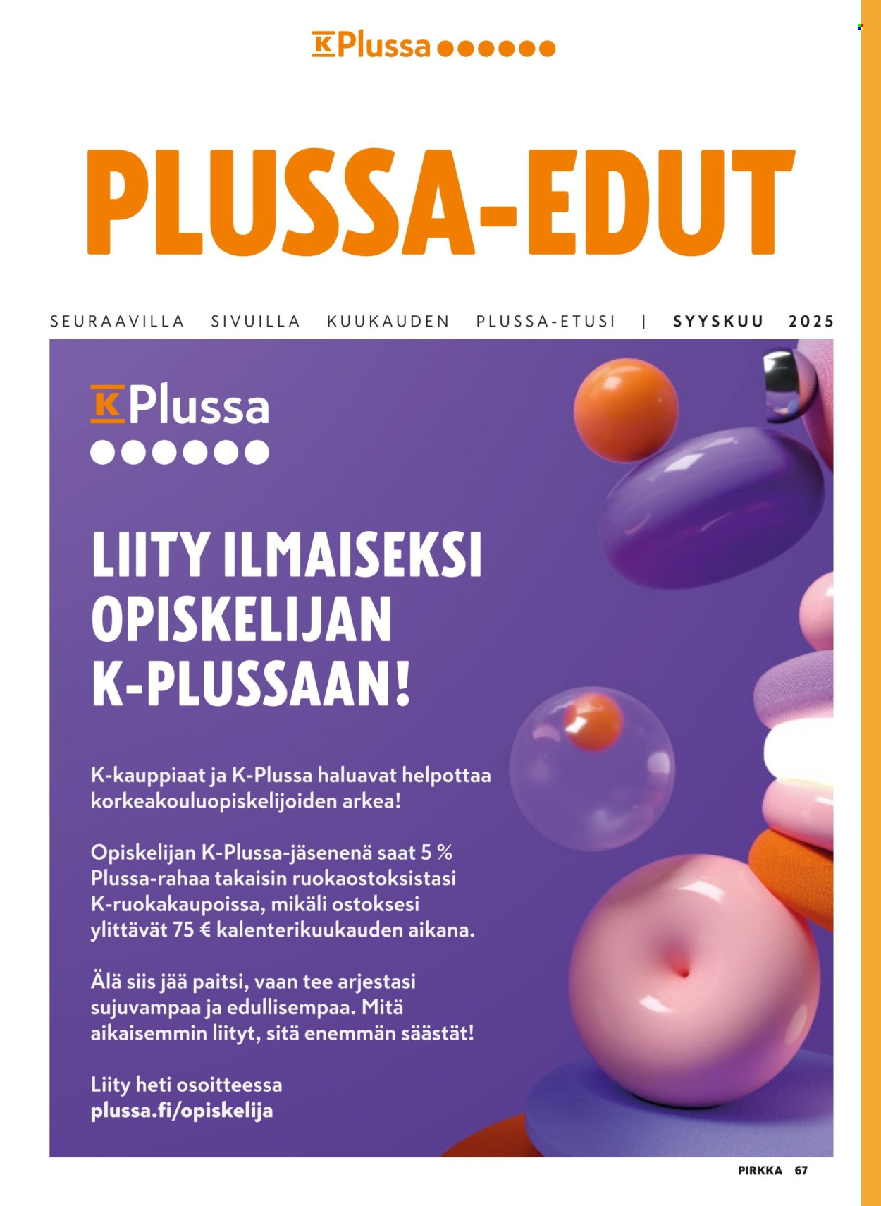 K-market tarjoukset - 27.08.2025 - 30.09.2025. Sivu 67