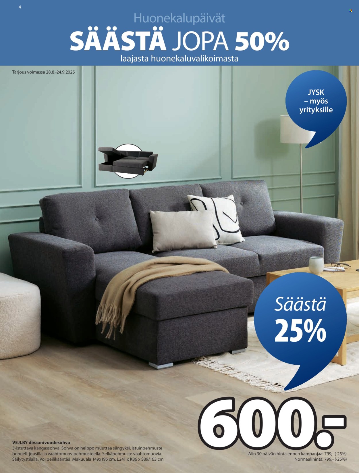 JYSK tarjoukset - 28.08.2025 - 10.09.2025. Sivu 4