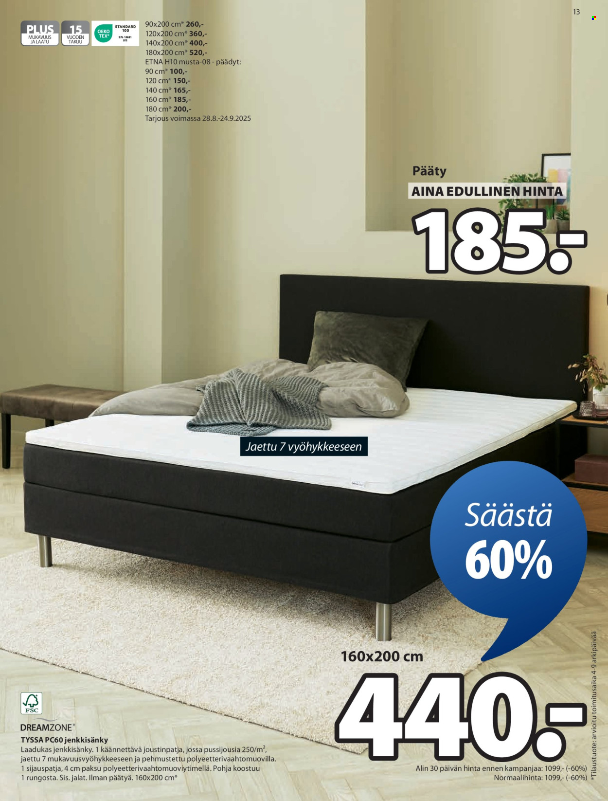 JYSK tarjoukset - 28.08.2025 - 10.09.2025. Sivu 13