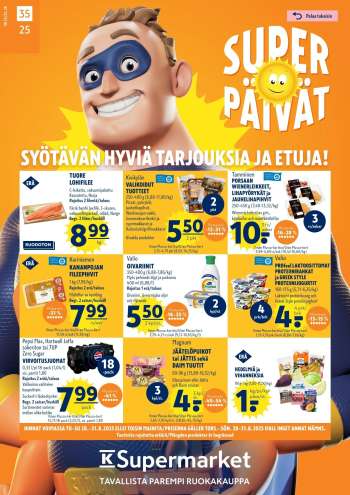 K-Supermarket tarjoukset  - 28.08.2025 - 31.08.2025.