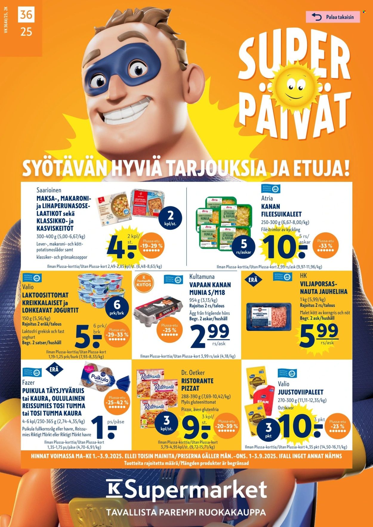 K-Supermarket tarjoukset - 01.09.2025 - 03.09.2025. Sivu 1