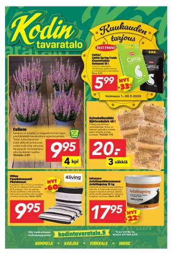 Kodintavaratalo tarjoukset  - 01.09.2025 - 14.09.2025.