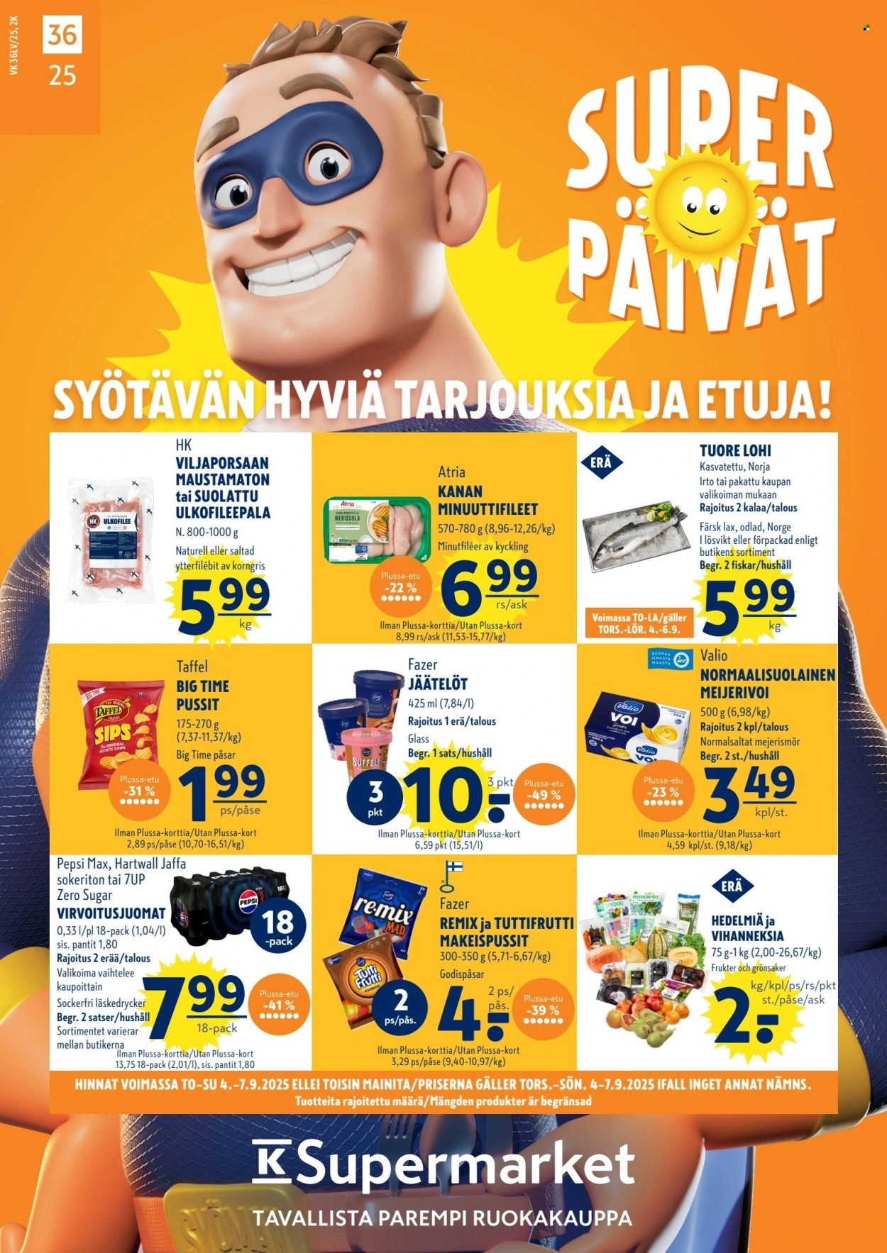 K-Supermarket tarjoukset - 04.09.2025 - 07.09.2025. Sivu 1