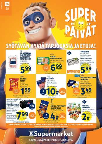 K-Supermarket tarjoukset  - 04.09.2025 - 07.09.2025.