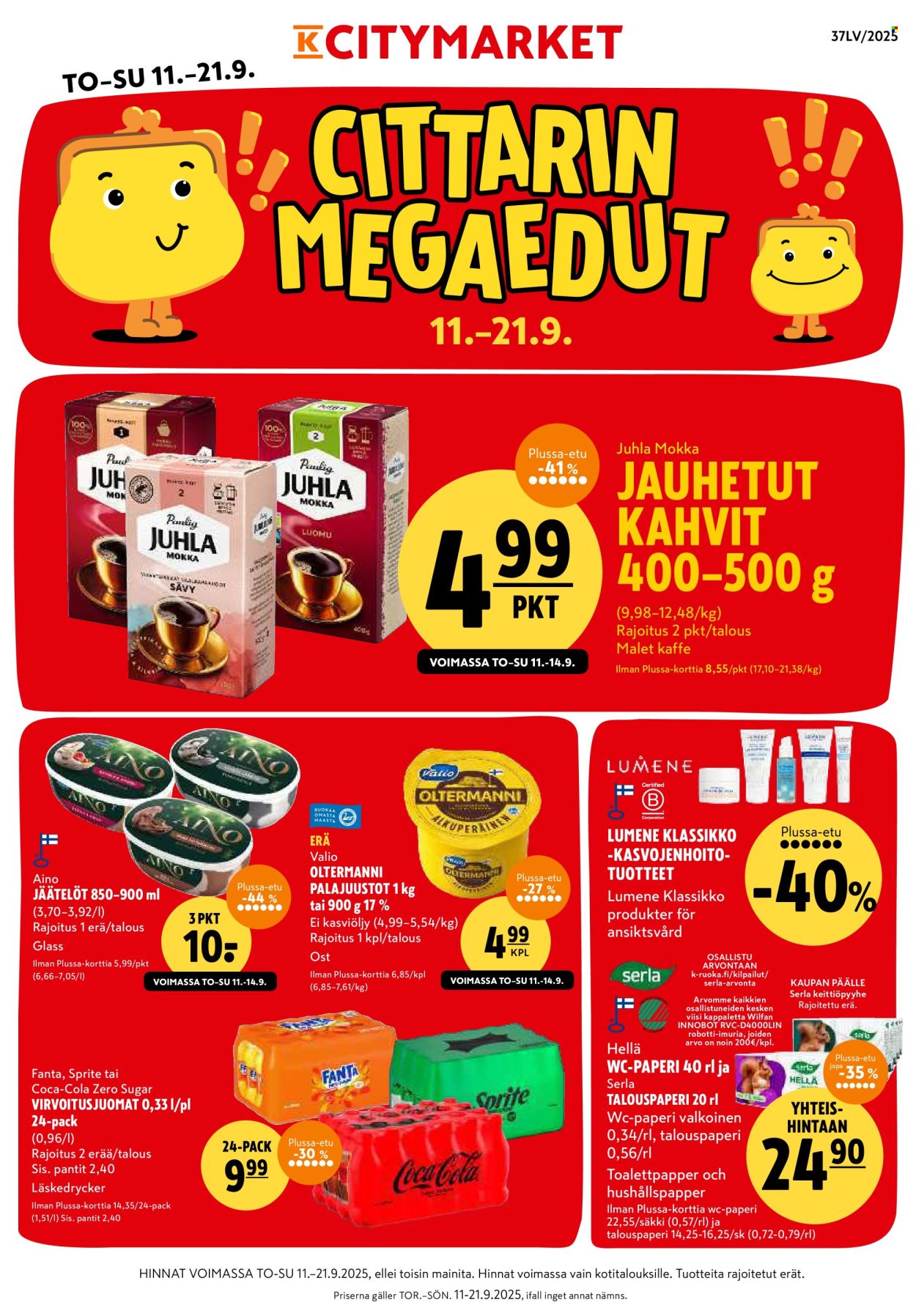 K-citymarket tarjoukset - 11.09.2025 - 21.09.2025. Sivu 1